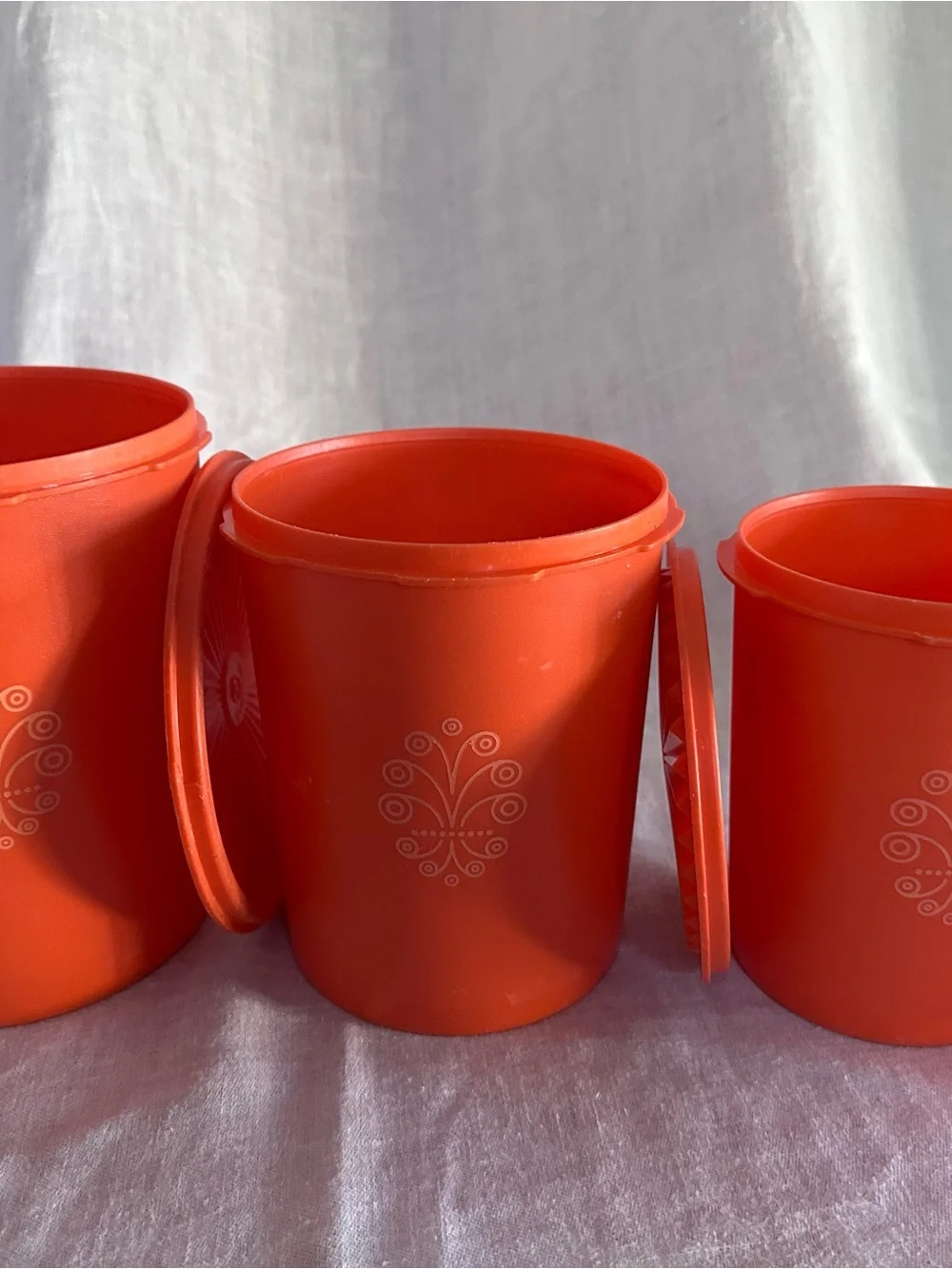 Vintage Orange Tupperware Servalier Canisters